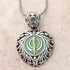 Buy one get one free! Sacred Heart Khanda / Adi Shakti pendants in stainless steel with natural gemstones